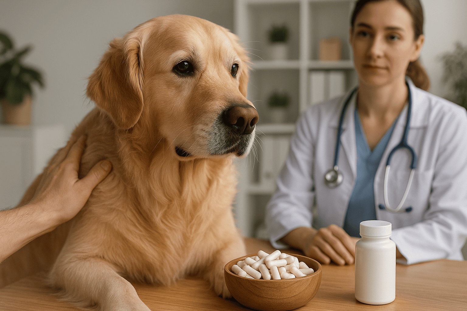 How long should a dog be on probiotics — 2025 guide; golden retriever with veterinarian, dosage and duration advice