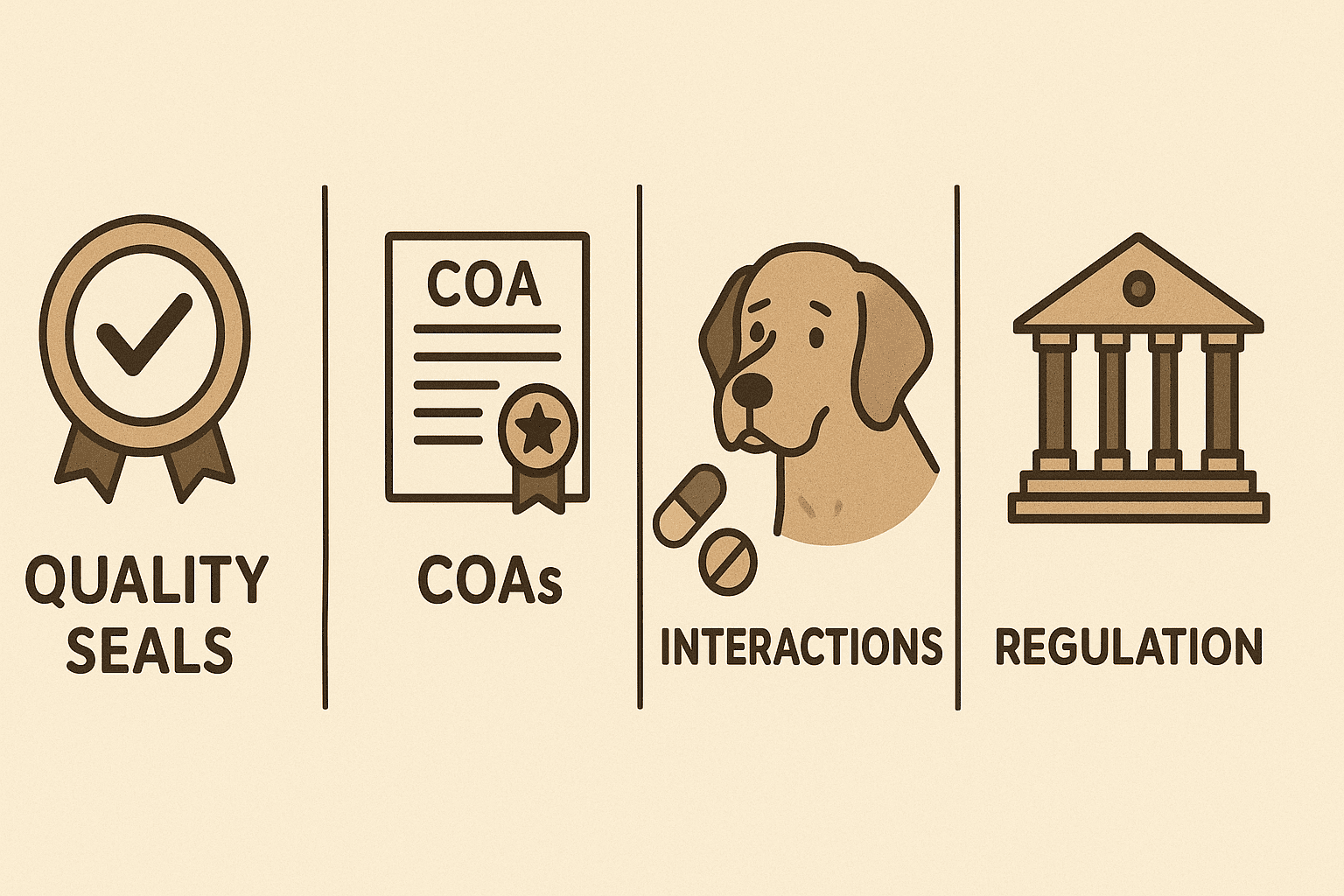NASC Quality Seal and COA for dog supplements—safety checks, drug interactions, labeling and regulation for senior dog health