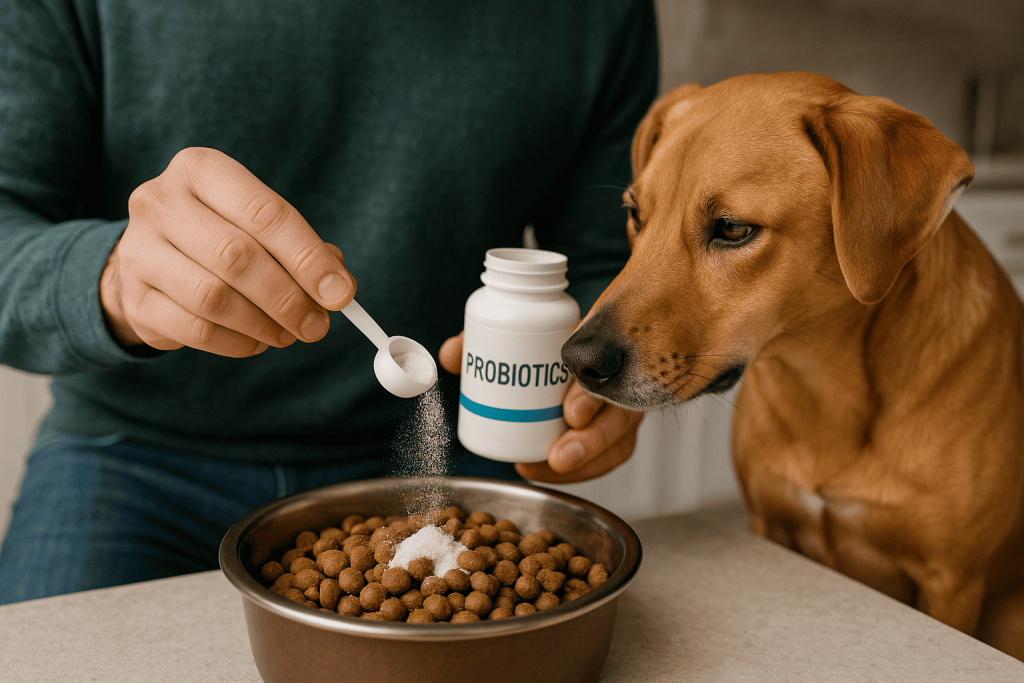 Adding dog probiotics powder to food— benefits, dosage, and potential risks