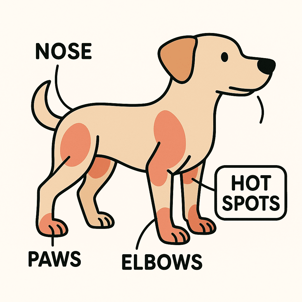 Where to use vitamin E on dogs—paws, nose, elbows, and hot spots with vet-approved tips