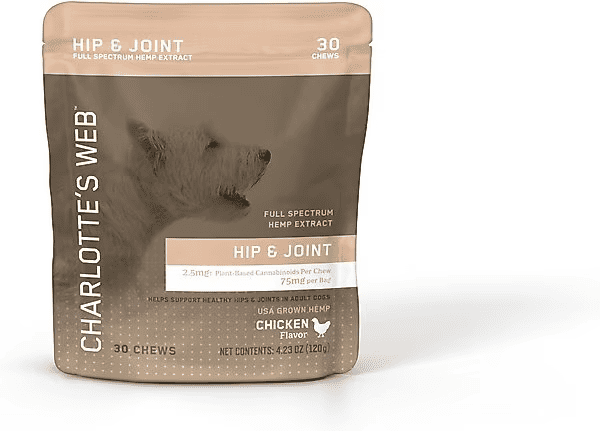 Charlotte’s Web Hip & Joint CBD chews—2.5 mg CBD plus glucosamine, chondroitin, and turmeric