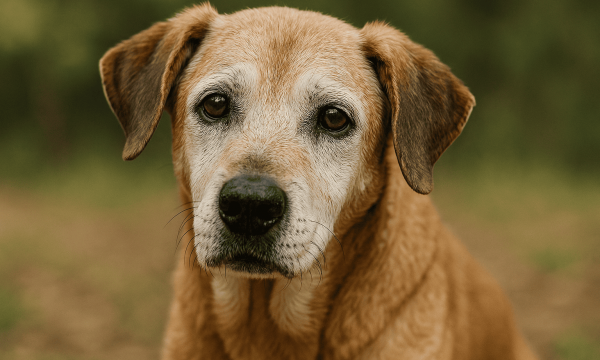 Senior dog supplements—close-up of an older dog; vet-reviewed guide to what works, safe dosing, and what to skip