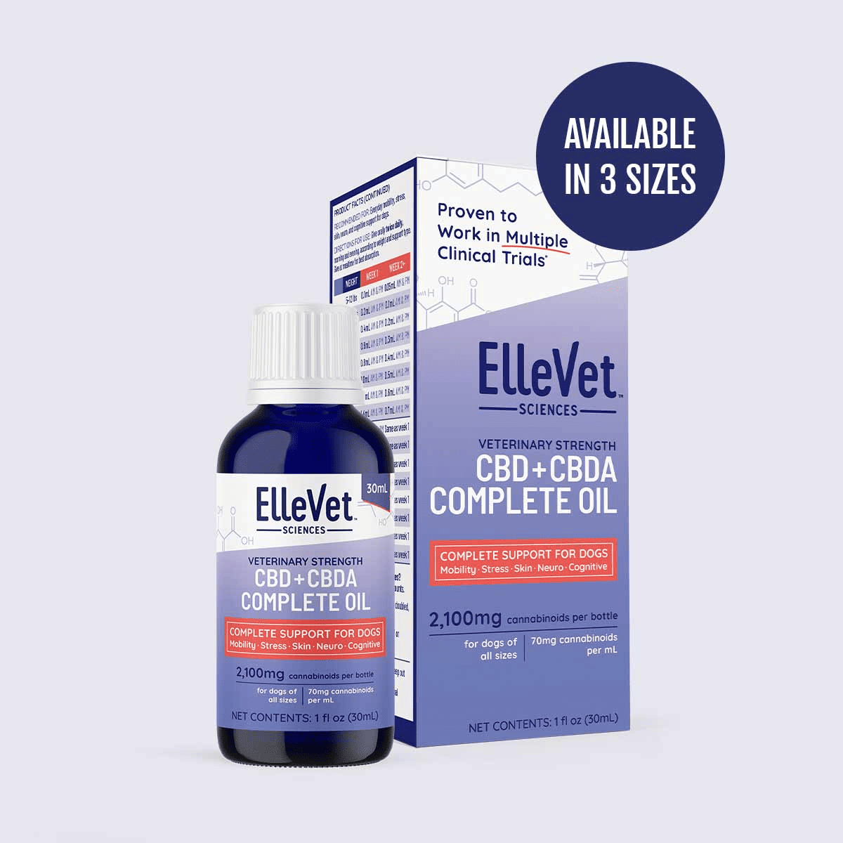 ElleVet CBD + CBDA oil for dogs—70 mg/mL full-spectrum tincture with COA and precise dosing